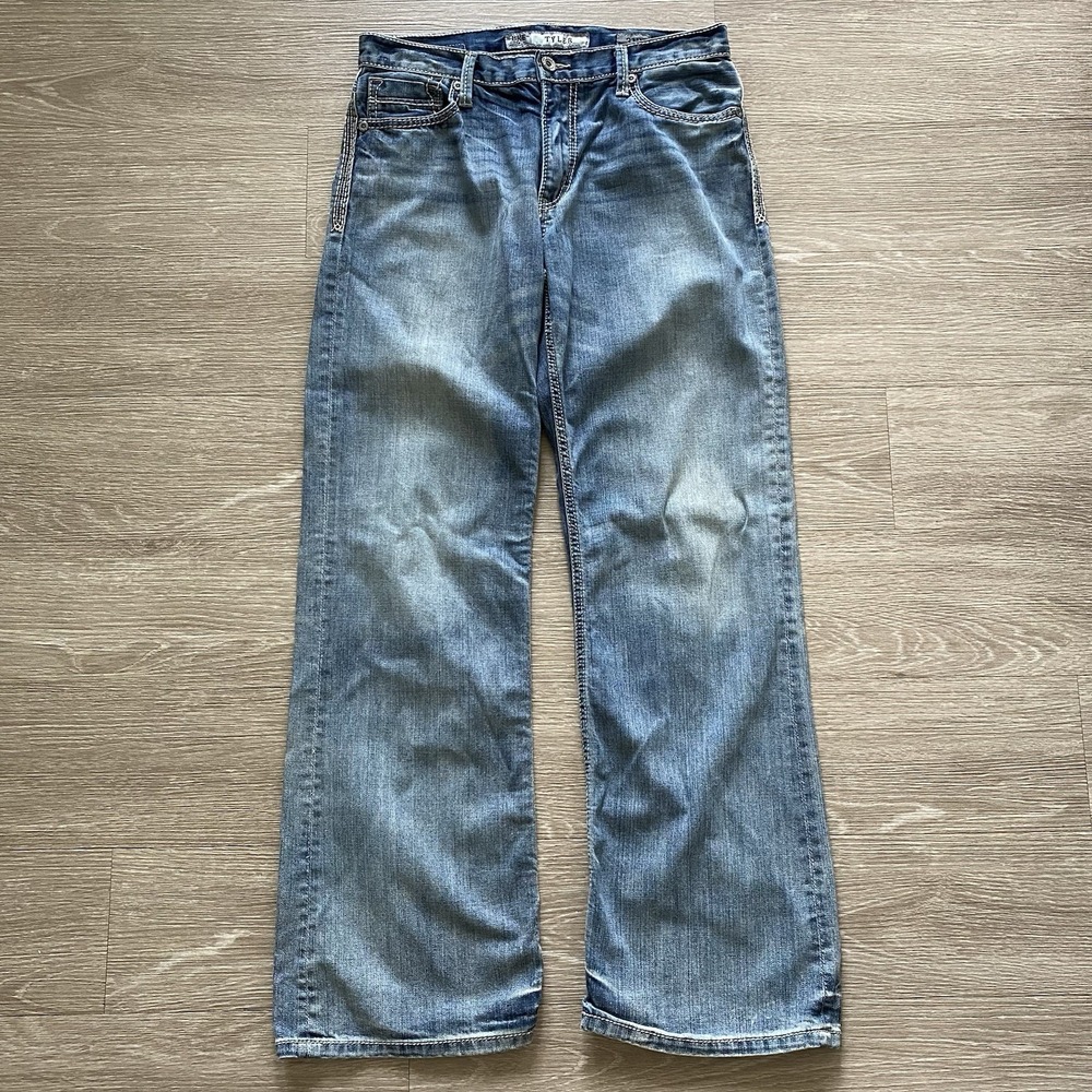 BKE Tyler Bootcut Jeans Men's 31R Blue Light Wash Cowboy 100% Cotton Rockabilly